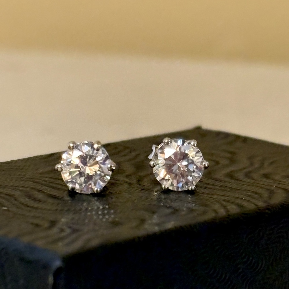 Diamonique Sparkling Silver Earrings